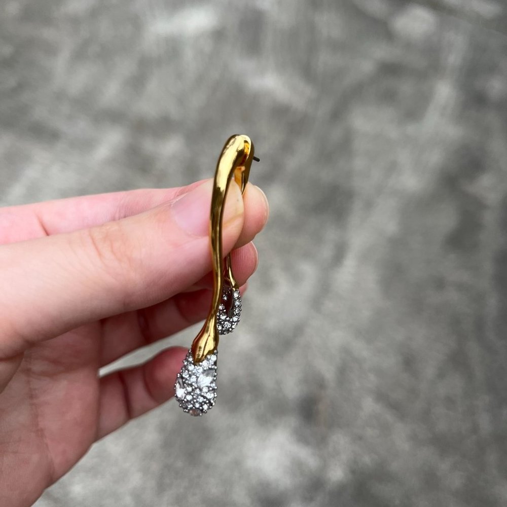 Alexis Bittar Solanales Crystal Front Back Double Drop Earring- Gold-406… - Picture 6 of 13